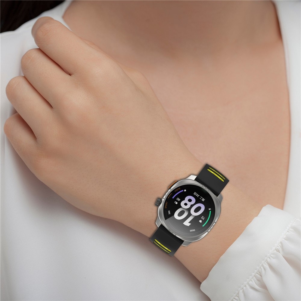 Rang silikonový řemínek 22mm na Xiaomi Watch S4 47mm - černý/žlutý