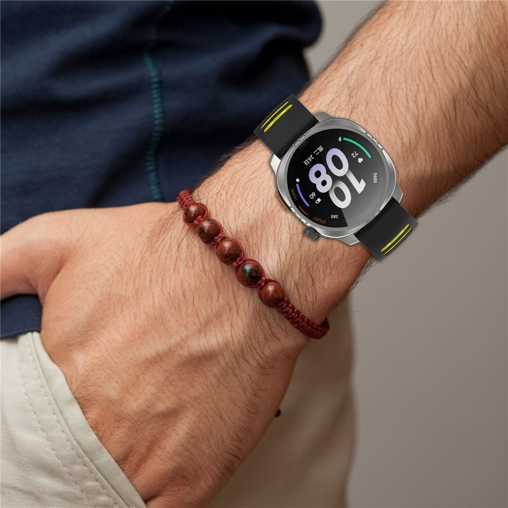 Rang silikonový řemínek 22mm na Xiaomi Watch S4 47mm - černý/žlutý