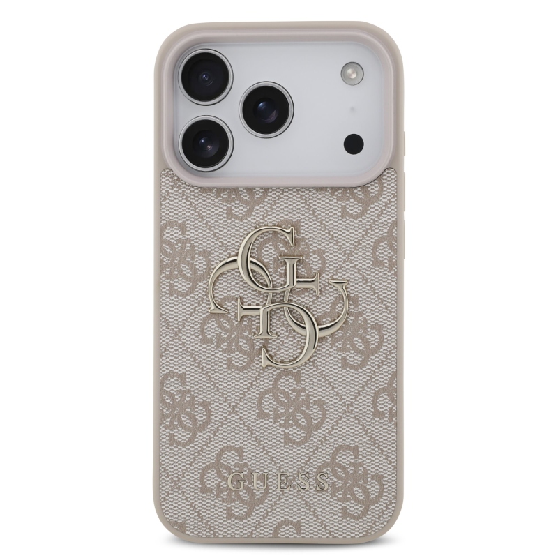 Guess PU 4G Metal Logo Zadní Kryt pro iPhone 18 Pro Pink