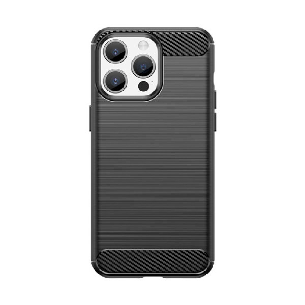 Carbon odolný gelový obal na iPhone 15 Pro Max - černý
