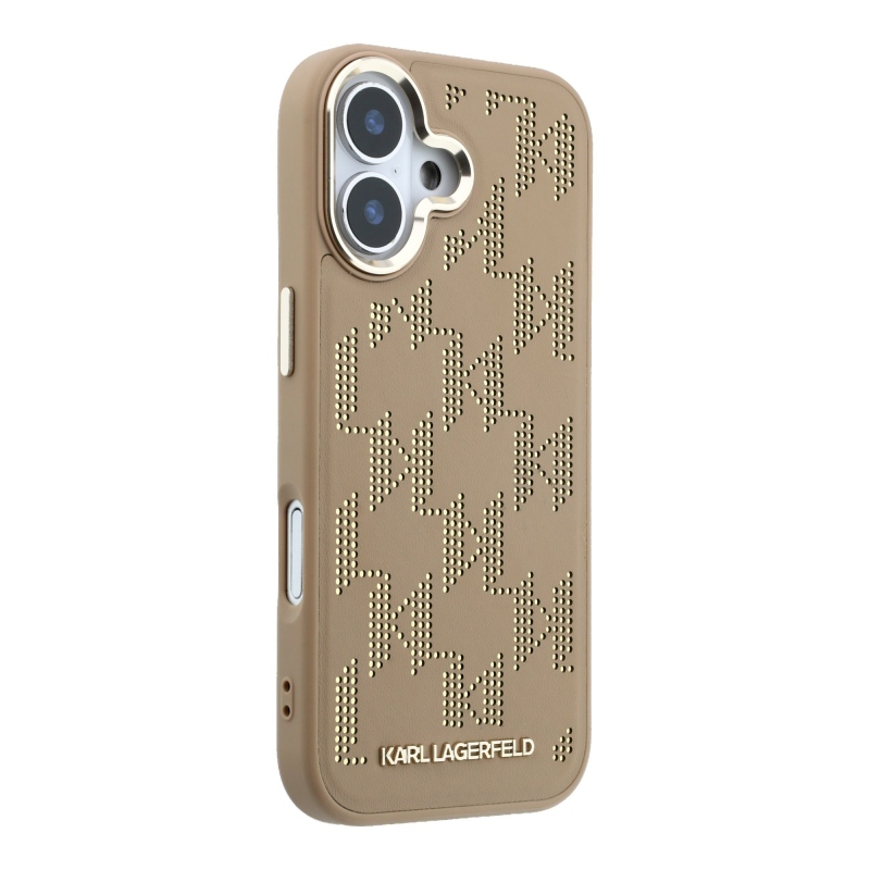 Karl Lagerfeld PU Perforated Monogram MagSafe Zadní Kryt pro iPhone 17 Beige