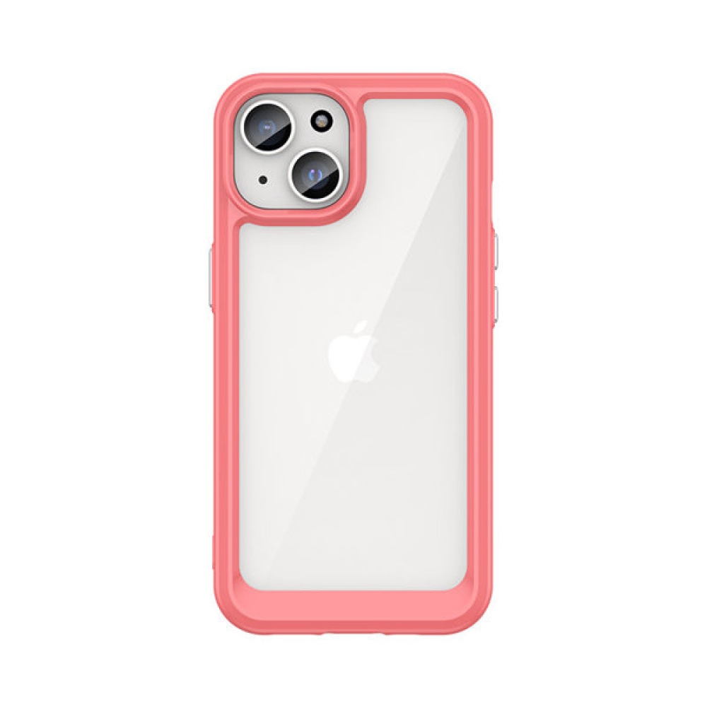 Gelový obal s pevnými zády na iPhone 15 - červený