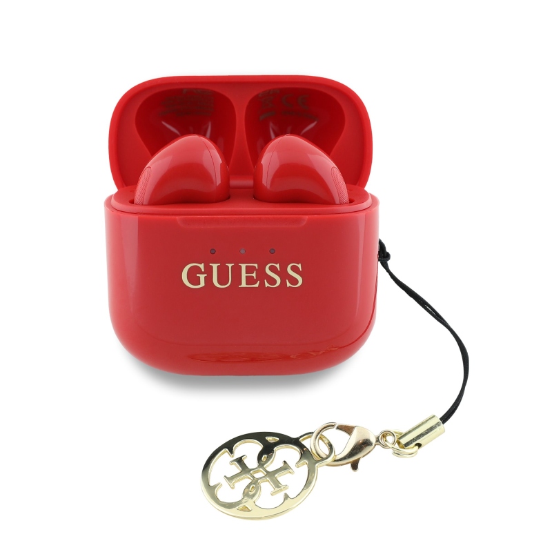 Guess Classic Logo Charm TWS Bezdrátová Sluchátka Red