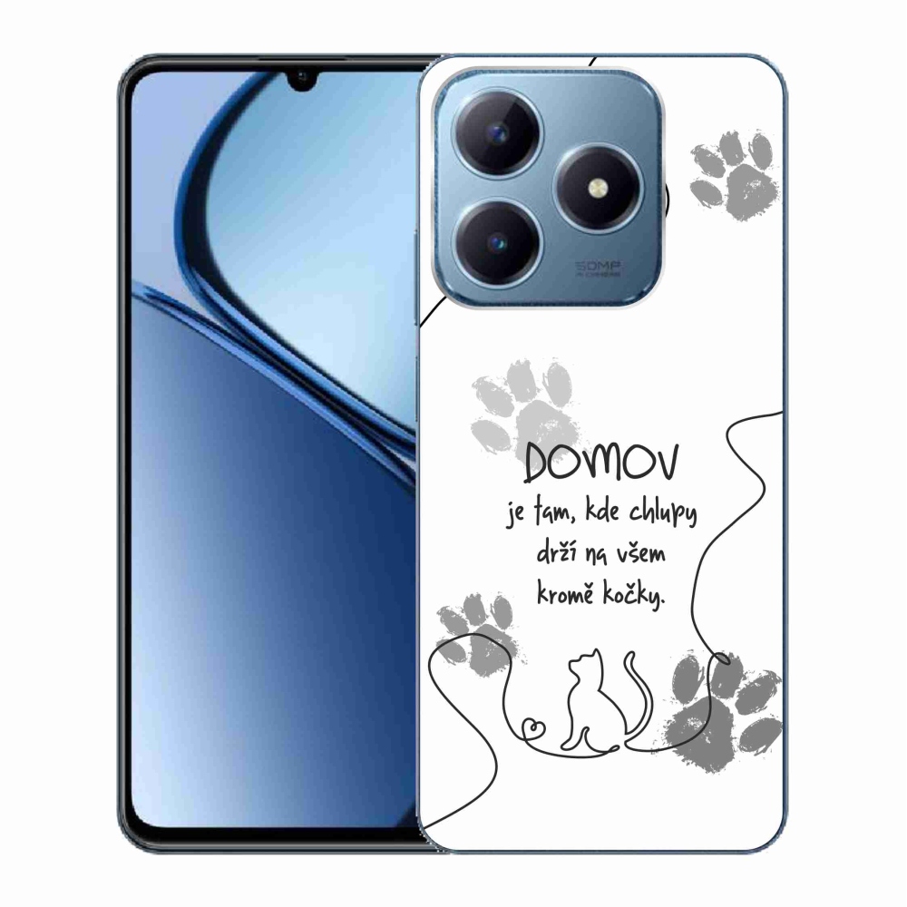 Gelový kryt mmCase na Realme C63 - kočičí motiv bílé pozadí