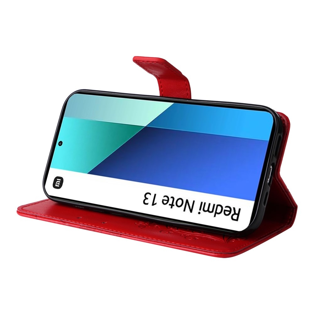 Big Butterfly knížkové pouzdro na Xiaomi Redmi Note 13 - červené