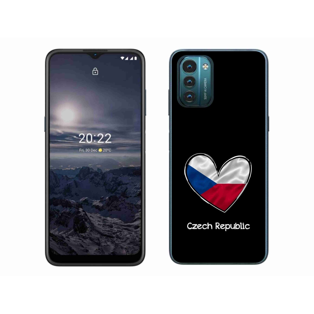 Gelový kryt mmCase na Nokia G11/G21 - vlajka srdce černé pozadí