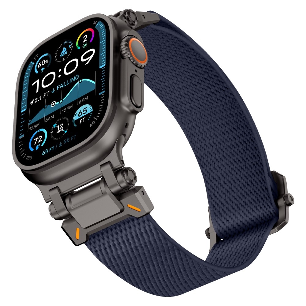 Metal nylonový řemínek na Apple Watch Ultra/Ultra 2 49mm/SE/SE 2022/2023 44mm/10 46mm/9/8/7 45mm/6/5/4 44mm/3/2/1 42 mm - modrý