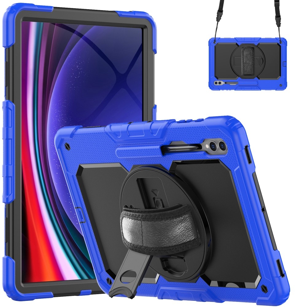 Kick odolný kryt s úchopem na ruku na Samsung Galaxy Tab S9 Ultra/Tab S10 Ultra - modrý