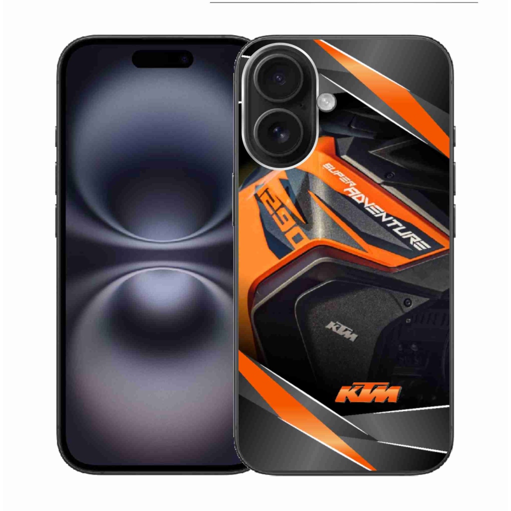 Gelový kryt mmCase na iPhone 16 - motorka ktm
