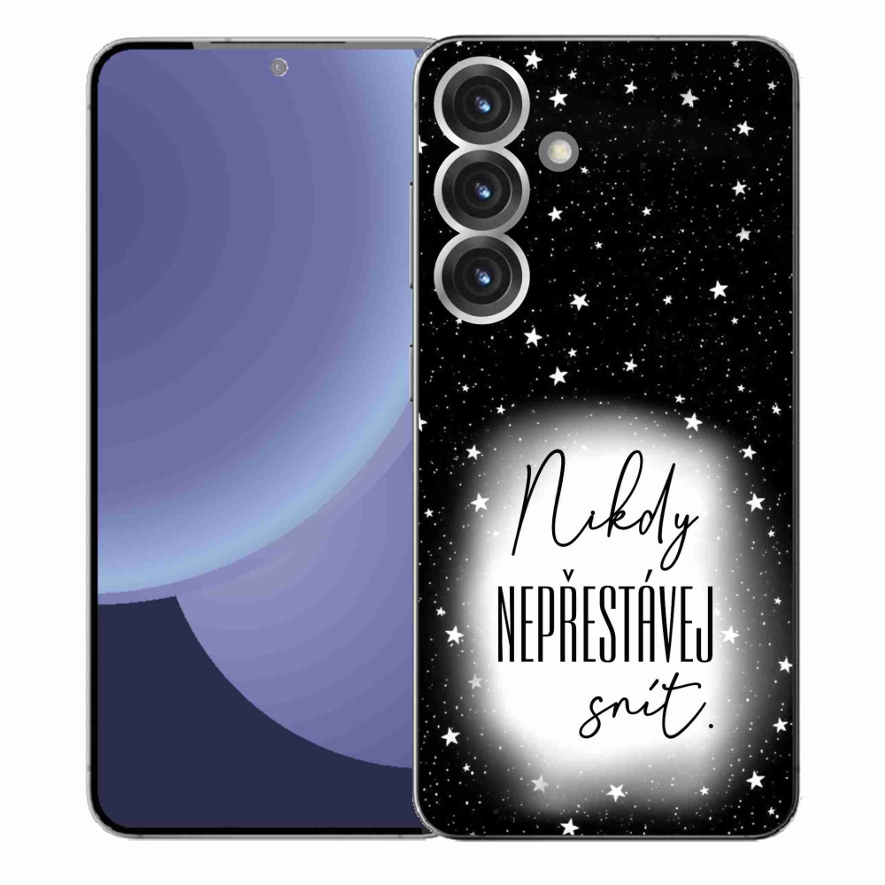 Gelový kryt mmCase na Samsung Galaxy S25+ - citát 1 bíločerné pozadí