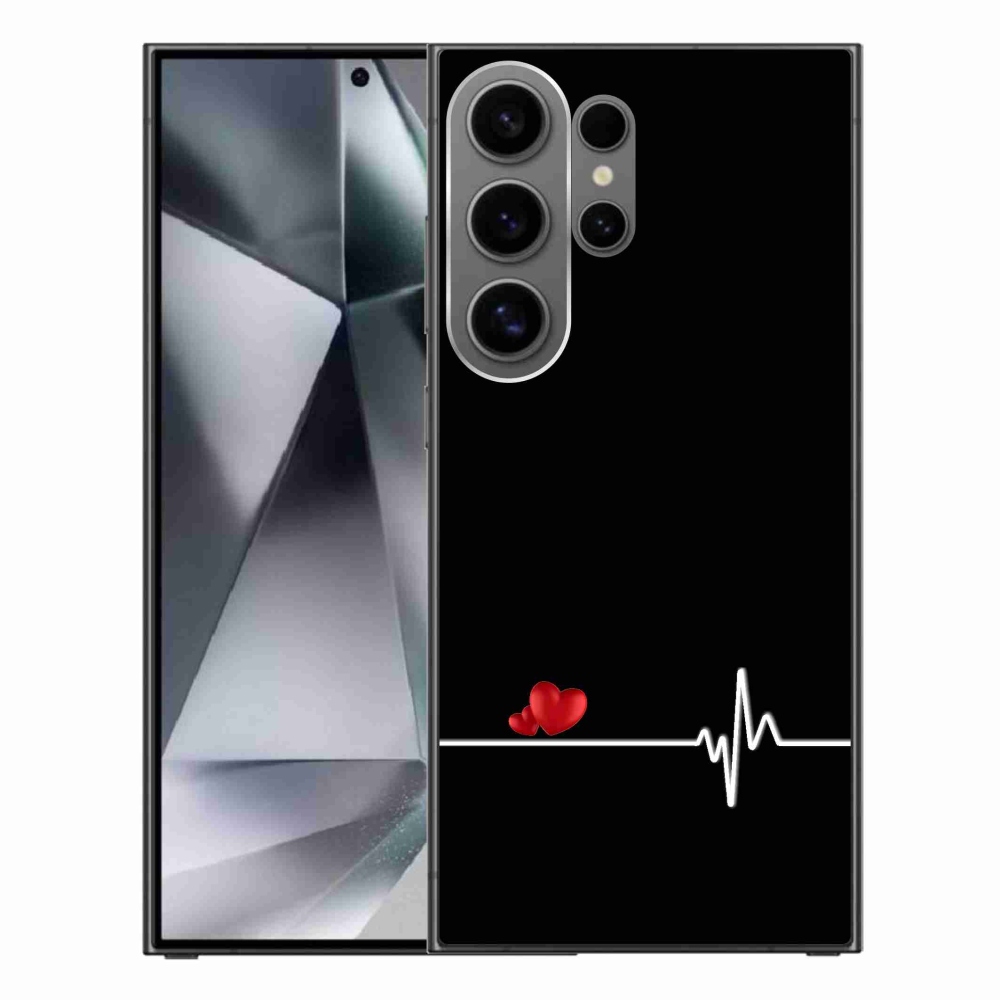 Gelový kryt mmCase na Samsung Galaxy S24 Ultra - srdce a tep černé pozadí
