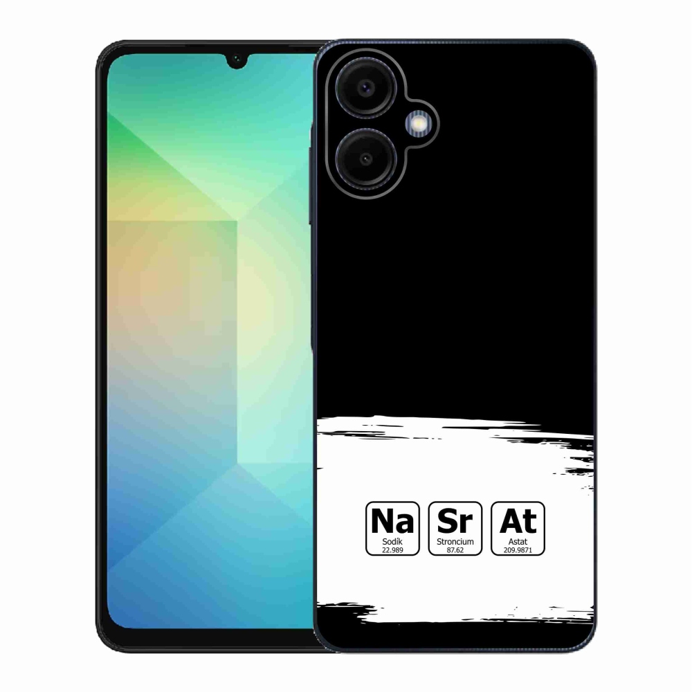 Gelový kryt mmCase na Samsung Galaxy A06 4G - chemické prvky bíločerné pozadí