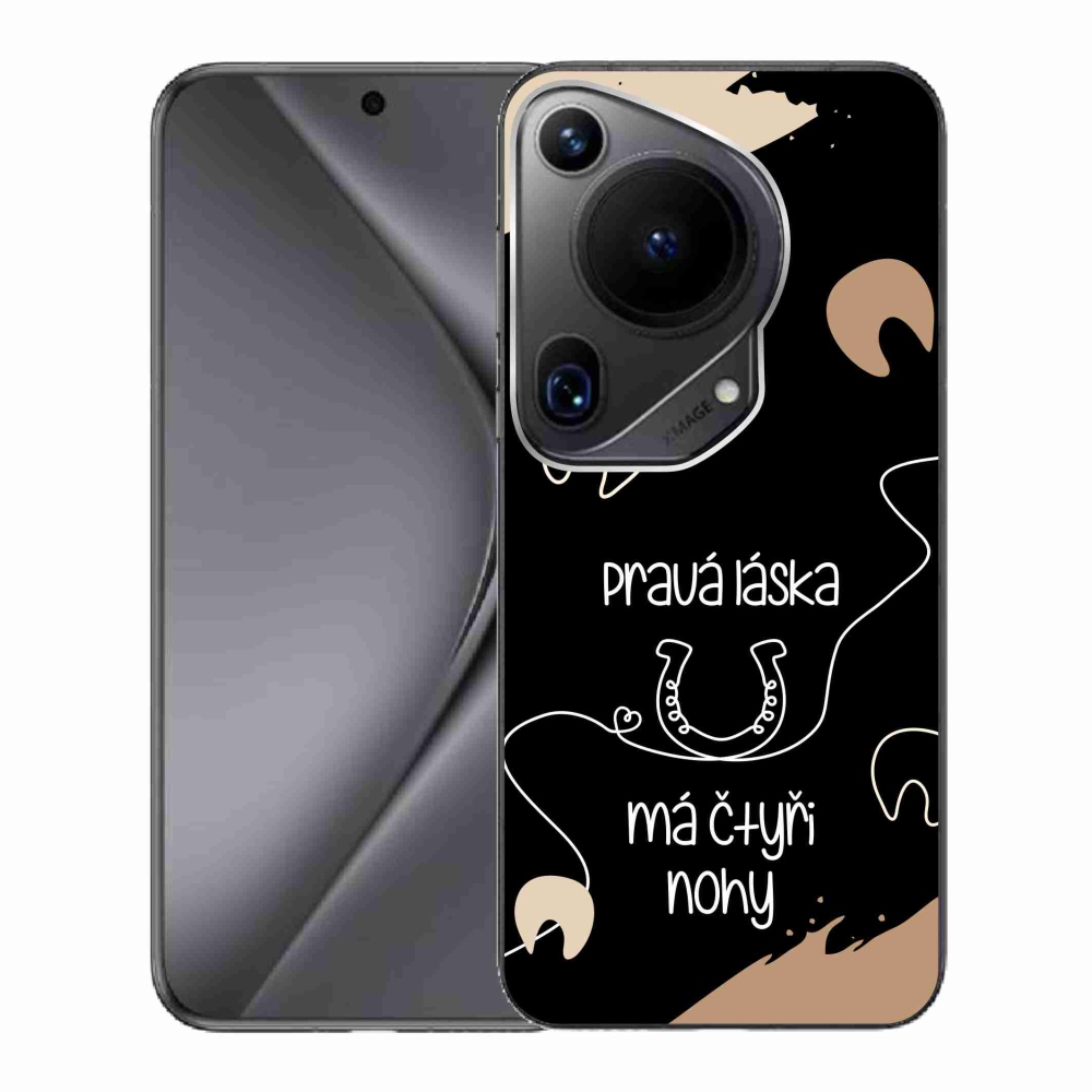 Gelový kryt mmCase na Huawei Pura 70 Ultra - koňský motiv černé pozadí
