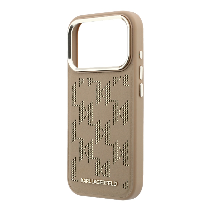 Karl Lagerfeld PU Perforated Monogram MagSafe Zadní Kryt pro iPhone 17 Pro Max Beige