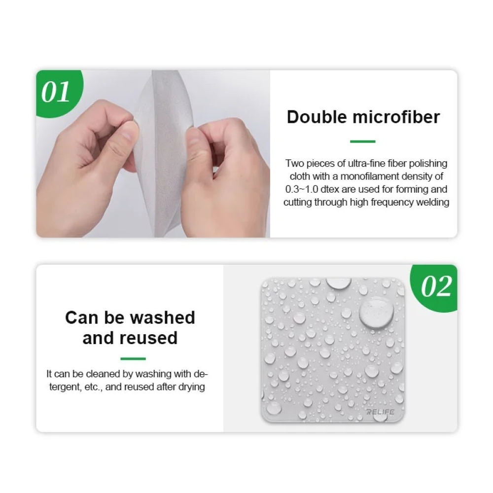 RELIFE čisticí hadřík na obrazovky z mikrovlákna (15,7 x 15,7cm) - šedý