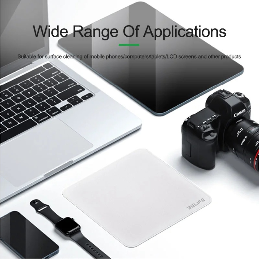 RELIFE čisticí hadřík na obrazovky z mikrovlákna (15,7 x 15,7cm) - šedý