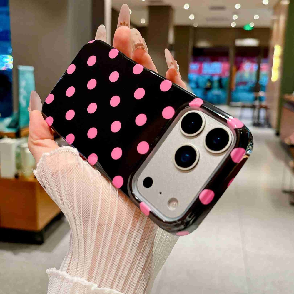 Retro Dot gelový obal na mobil iPhone 18 Pro Max/17 Pro Max - černý