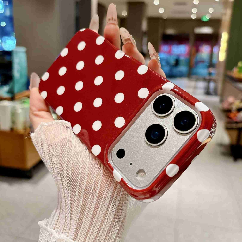 Retro Dot gelový obal na mobil iPhone 18 Pro Max/17 Pro Max - červený