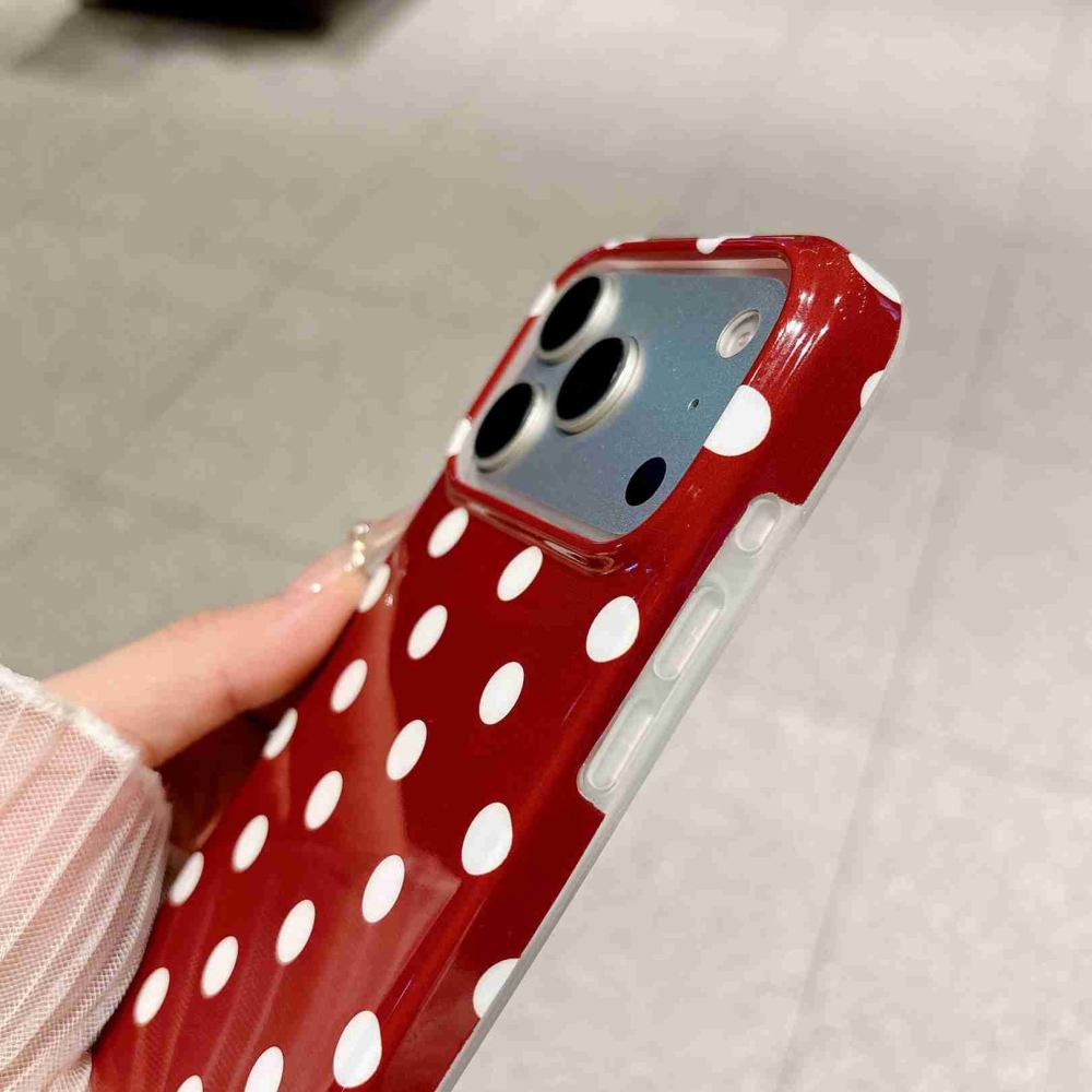 Retro Dot gelový obal na mobil iPhone 18 Pro Max/17 Pro Max - červený
