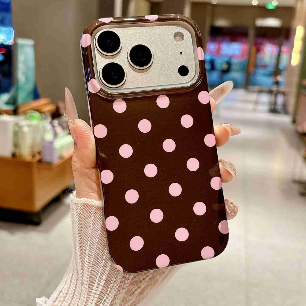 Retro Dot gelový obal na mobil iPhone 18 Pro Max/17 Pro Max - hnědý