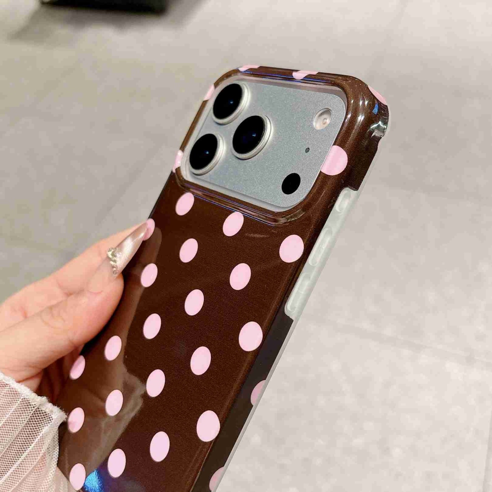 Retro Dot gelový obal na mobil iPhone 18 Pro Max/17 Pro Max - hnědý