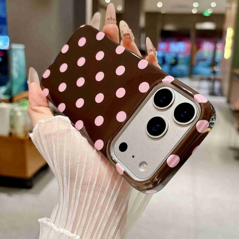 Retro Dot gelový obal na mobil iPhone 18 Pro Max/17 Pro Max - hnědý