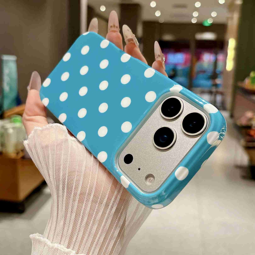 Retro Dot gelový obal na mobil iPhone 18 Pro Max/17 Pro Max - modrý
