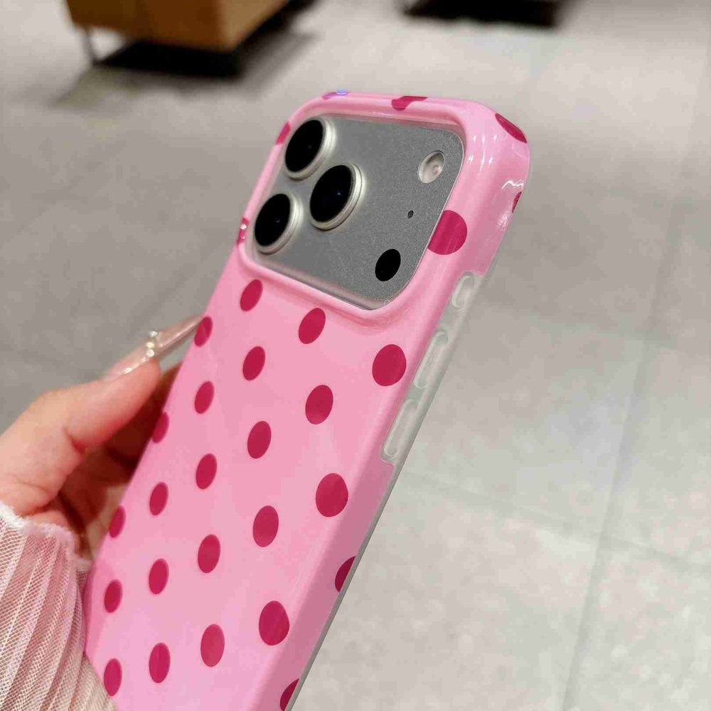 Retro Dot gelový obal na mobil iPhone 18 Pro Max/17 Pro Max - růžový