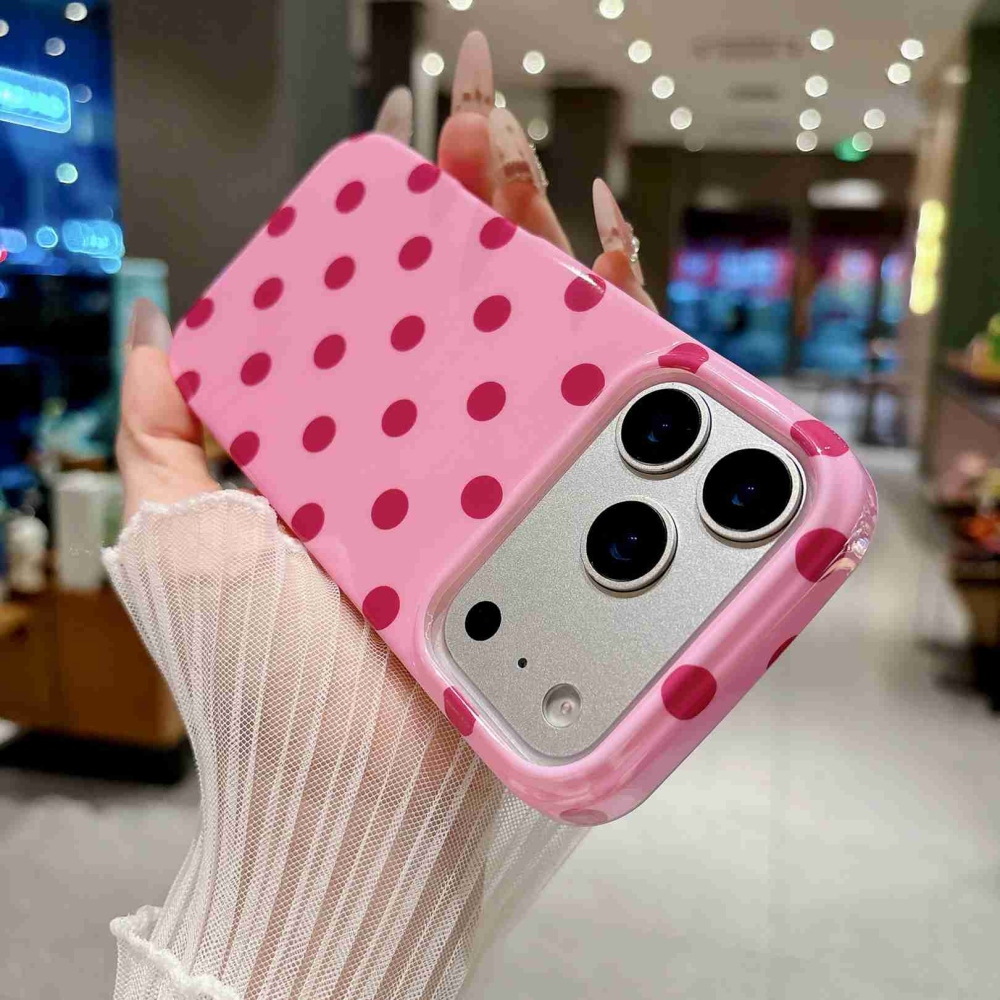 Retro Dot gelový obal na mobil iPhone 18 Pro Max/17 Pro Max - růžový