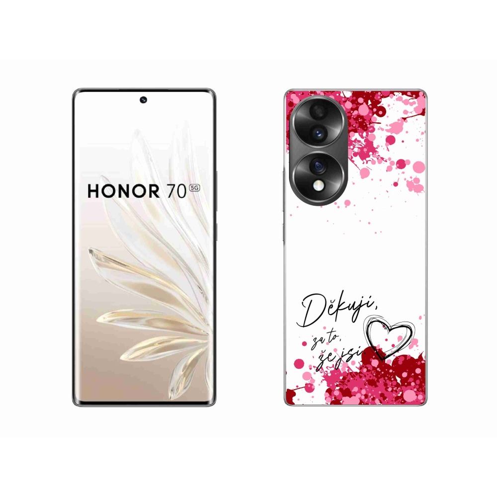 Gelový kryt mmCase na Honor 70 - zamilovaný text 2 bílé pozadí