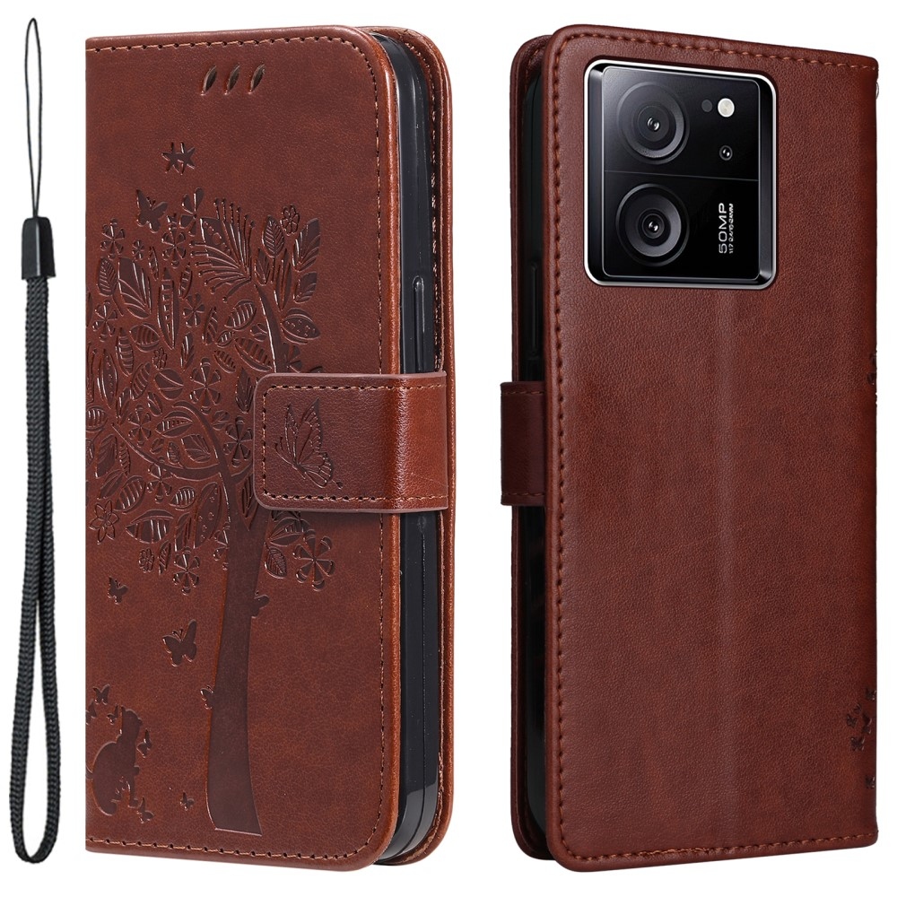 Tree knížkové pouzdro na Xiaomi 13T/13T Pro - hnědé