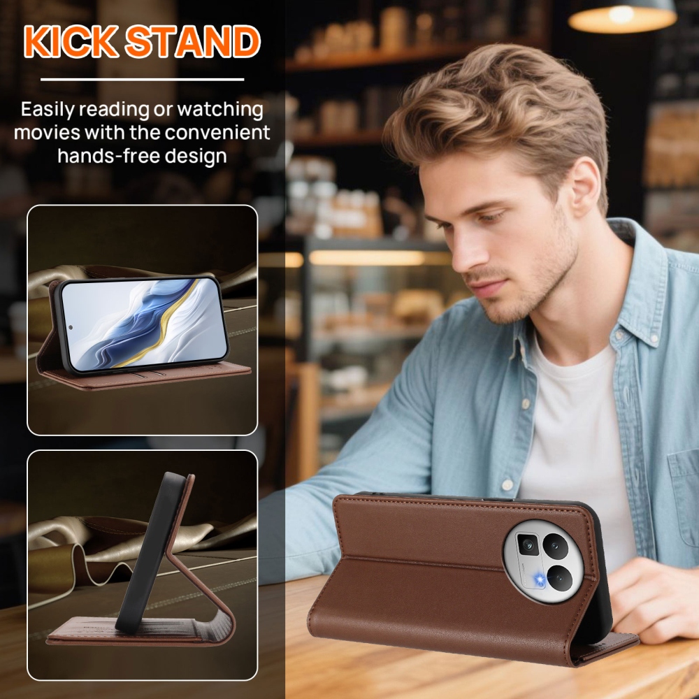 RFIDS knížkové pouzdro na Realme GT 8 Pro 5G - hnědé