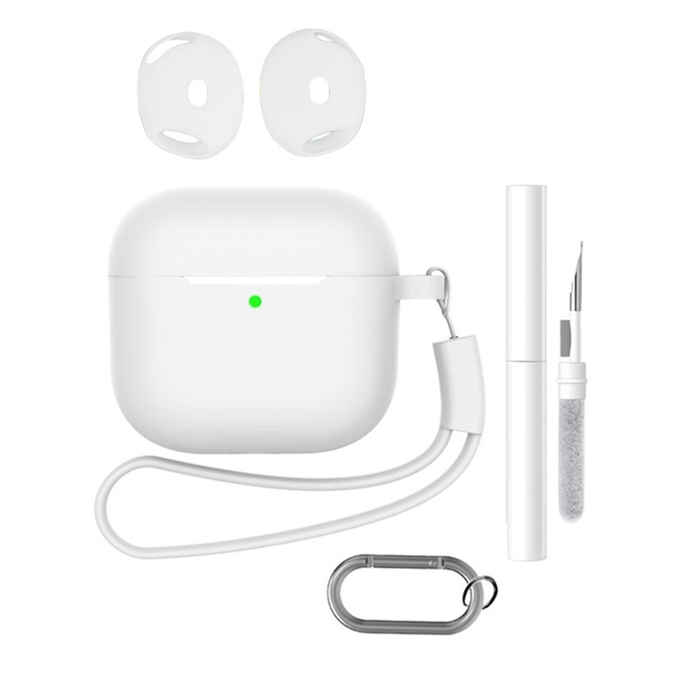 Set silikonový obal na Apple AirPods 4 s čistící sadou - bílý