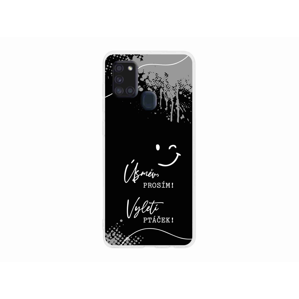 Gelový kryt mmCase na Samsung Galaxy A21s - vtipný text 4 černé pozadí
