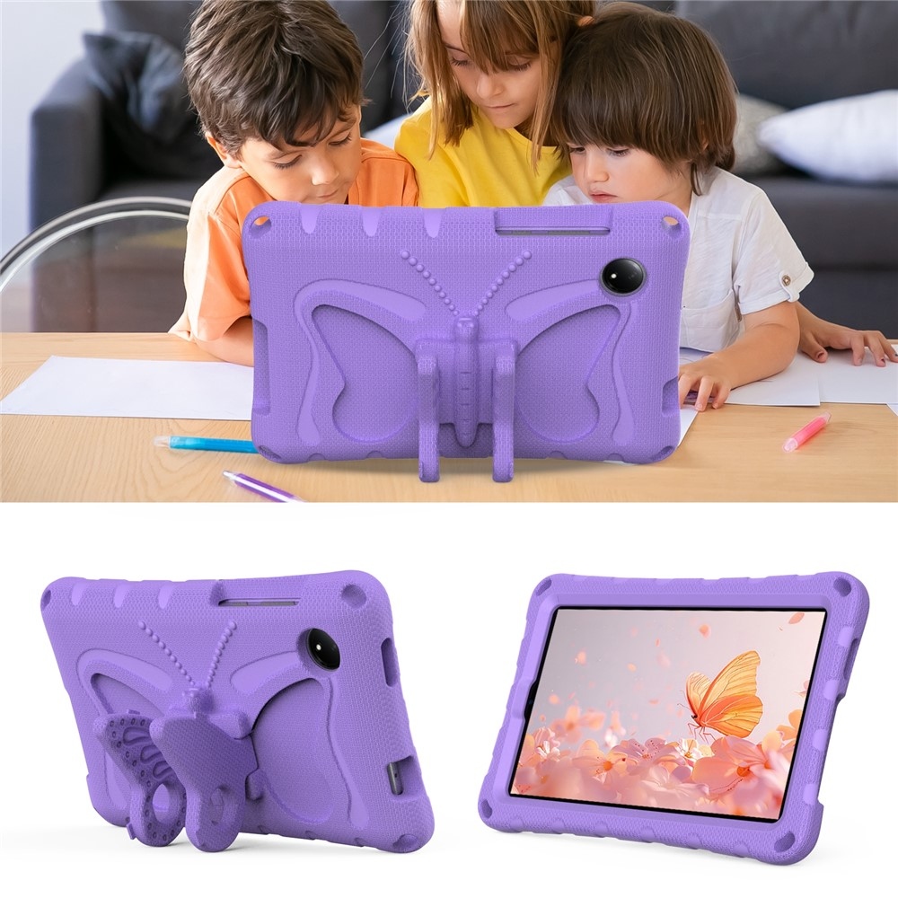 Kids Butterfly EVA odolné pouzdro s popruhem na tablet Xiaomi Redmi Pad SE 8.7 - fialové
