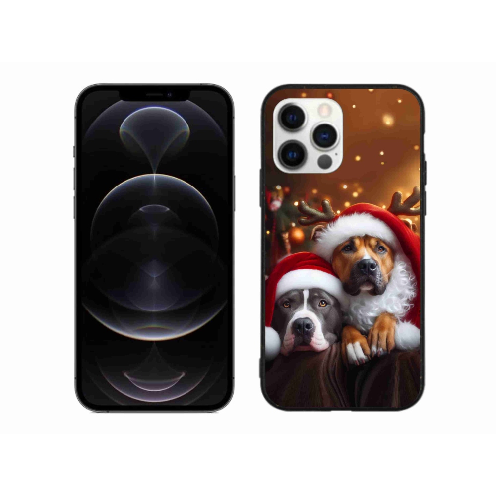 Gelový kryt mmCase na iPhone 12 Pro Max - vánoční psi