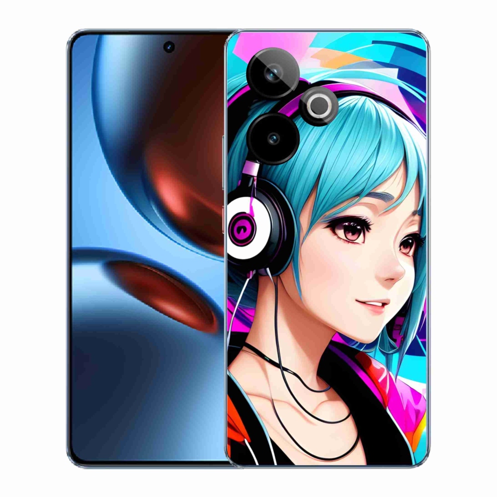 Gelový kryt mmCase na Realme GT 7 5G/GT 7T 5G - dívka se sluchátky