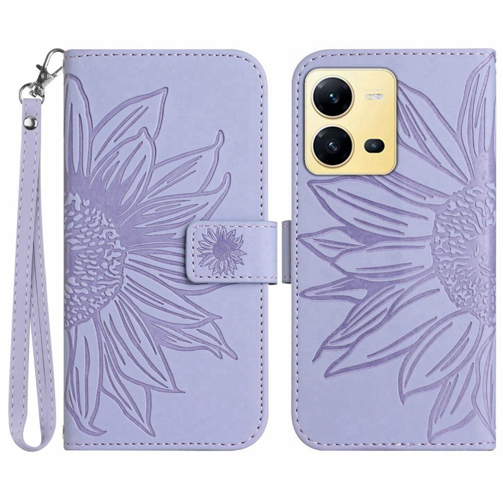 Sunflower knížkové pouzdro na Vivo X80 Lite - světlefialové