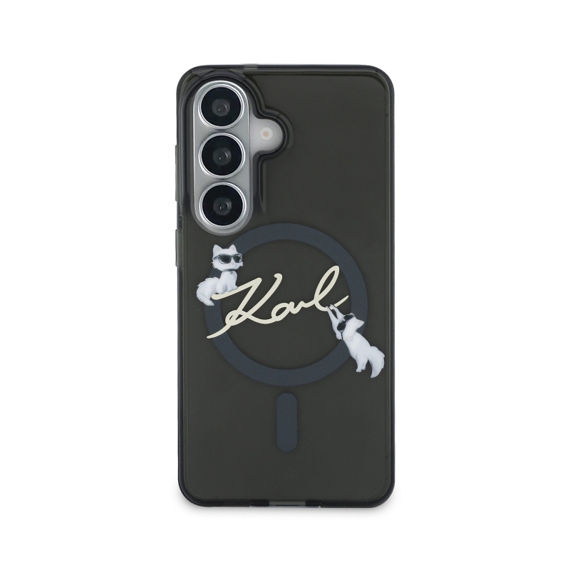 Karl Lagerfeld IML Choupette Karl Script Logo Magnetic Zadní Kryt pro Samsung Galaxy S26 Black