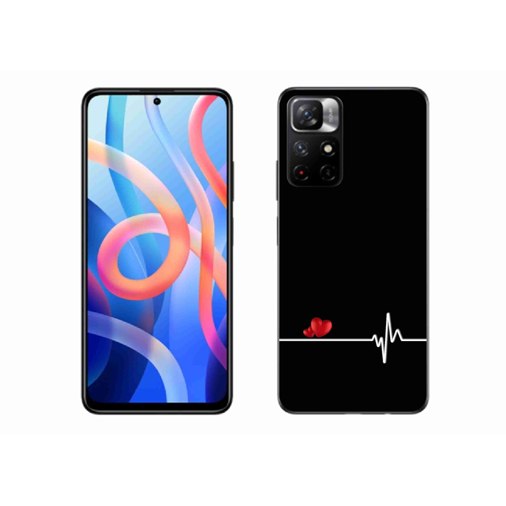 Gelový kryt mmCase na Xiaomi Redmi Note 11S 5G - srdce a tep černé pozadí