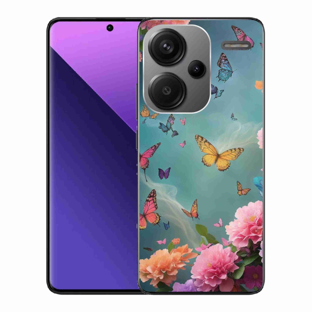 Gelový kryt mmCase na Xiaomi Redmi Note 13 Pro+ 5G - barevné květy a motýli