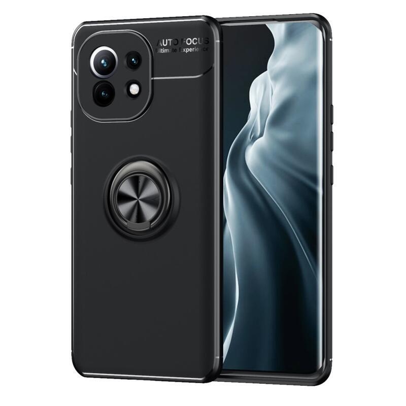 Ring gelový obal s kroužkem na prst pro mobil Xiaomi Mi 11 - černý
