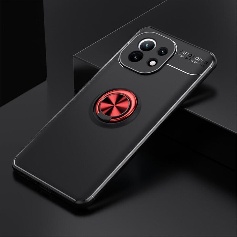 Ring gelový obal s kroužkem na prst pro mobil Xiaomi Mi 11 - černý/červený