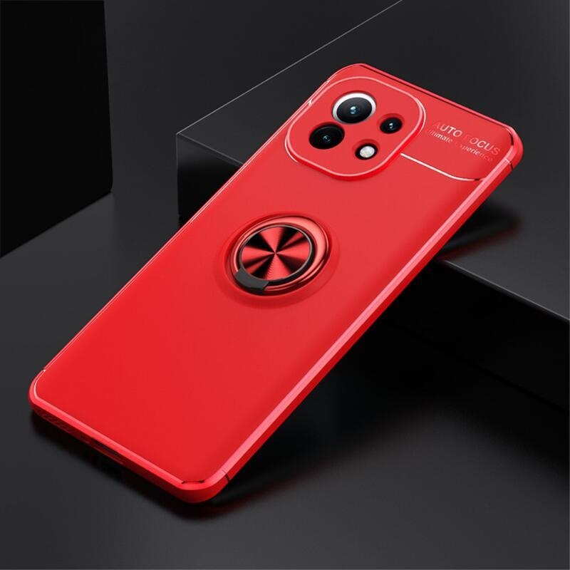 Ring gelový obal s kroužkem na prst pro mobil Xiaomi Mi 11 - červený
