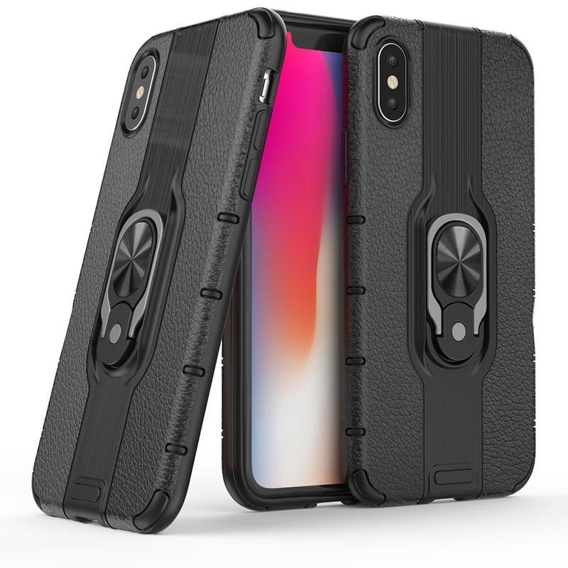 Ring hybridní kryt s kroužkem na prst na mobil iPhone XS - černý