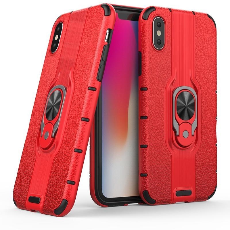 Ring hybridní kryt s kroužkem na prst na mobil iPhone XS - červený