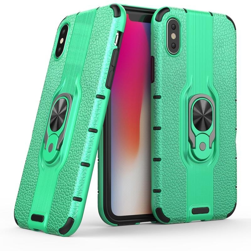 Ring hybridní kryt s kroužkem na prst na mobil iPhone XS - zelený