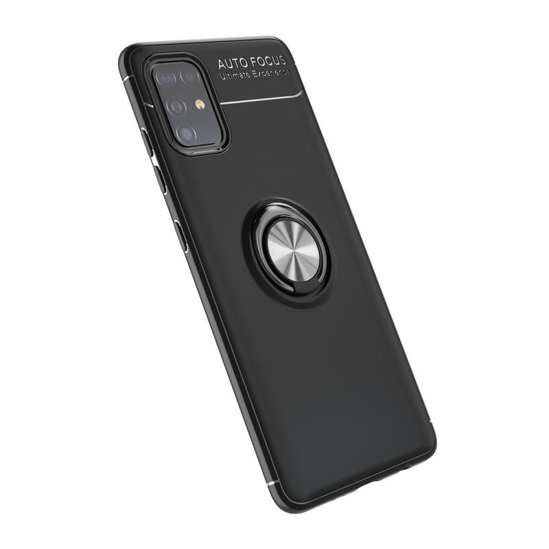 Ring odolný gelový obal s kroužkem na prst na mobil Samsung Galaxy M31s - černý