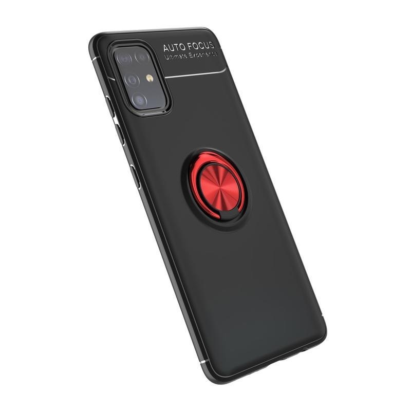 Ring odolný gelový obal s kroužkem na prst na mobil Samsung Galaxy M31s - černý/červený