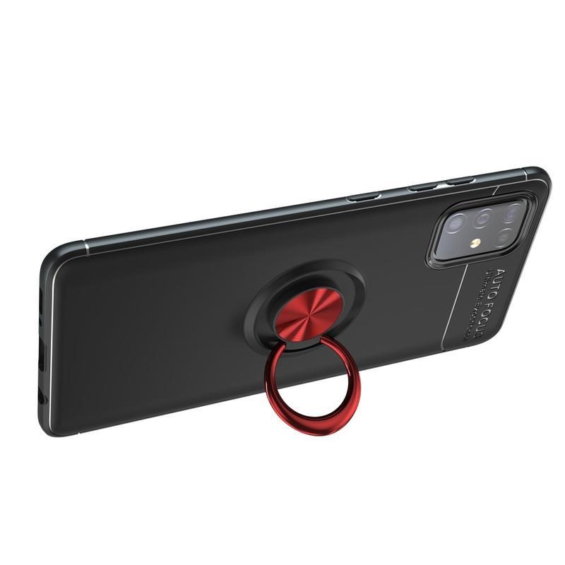 Ring odolný gelový obal s kroužkem na prst na mobil Samsung Galaxy M31s - černý/červený